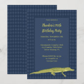 Navy Blue en Green Mannen Alligator Birthday Party Kaart (Voorkant / Achterkant)