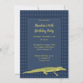 Navy Blue en Green Mannen Alligator Birthday Party Kaart