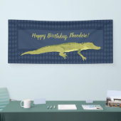 Navy Blue en Green Mannen Alligator Birthday Party Spandoek (Beurs)