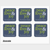 Navy Blue en Green - Peace, Love and Joy Vierkante Sticker (Vel)