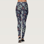 Navy Blue en Green Pine Tree geïllustreerde Leggin Leggings (Achterkant)