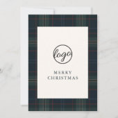 Navy Blue en Green Plaid Zakelijke Kerstmis Feestdagenkaart (Voorkant)