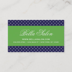 Navy Blue en Green Schattigee moderne Polka Dots Visitekaartje