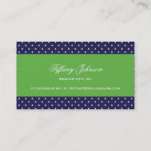 Navy Blue en Green Schattigee moderne Polka Dots Visitekaartje (Achterkant)