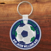 Navy Blue en Green Soccer ⚽ Sleutelhanger (Voorkant)