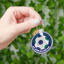 Navy Blue en Green Soccer ⚽ Sleutelhanger