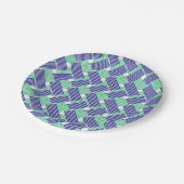 Navy Blue en Green Stripes Papieren Bordje (Gekanteld)