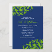 Navy Blue en Green Swirl Flourish Vrijgezellenfees Kaart (Voorkant)
