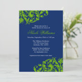 Navy Blue en Green Swirl Flourish Vrijgezellenfees Kaart (Staand voorkant)