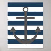 Navy Blue en Grey Anchor Nursery Print (Voorkant)