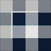 Navy Blue en Grey Buffalo Checker Plaid Stof (Delen)