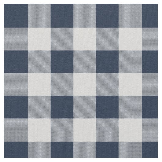 Navy Blue en Grey Buffalo Checker Plaid Stof (Close Up)