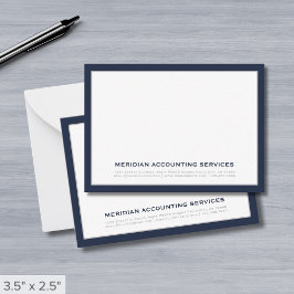 Navy Blue en Grey Business Note Kaart Notitiekaartje
