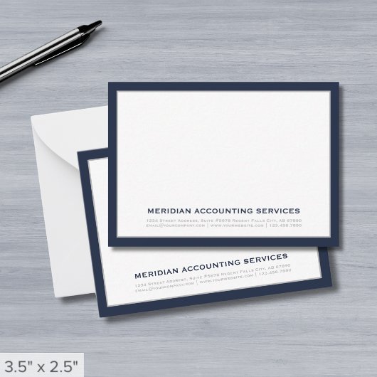 Navy Blue en Grey Business Note Kaart Notitiekaartje