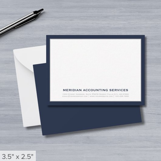 Navy Blue en Grey Business Note Kaart Notitiekaartje