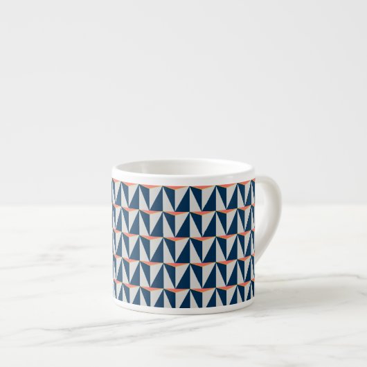 Navy Blue en Grey Geometric Espresso Kop (Voorkant rechts)