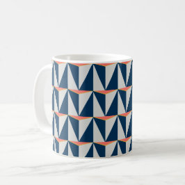 Navy Blue en Grey Geometric Koffiemok