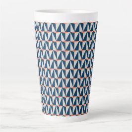 Navy Blue en Grey Geometric Latte Mok