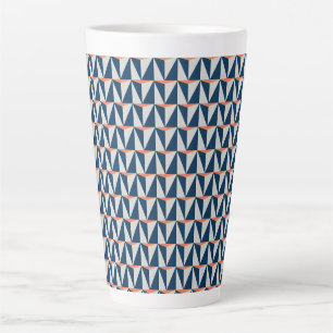 Navy Blue en Grey Geometric Latte Mok