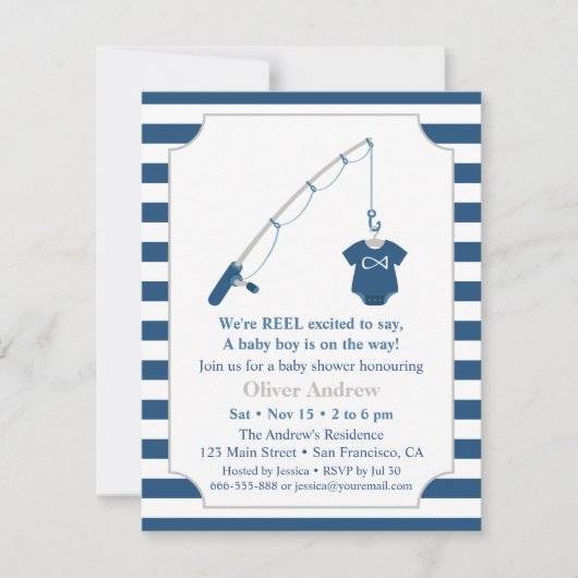 Navy Blue en Grey Gevist Thaise Baby shower Kaart (Voorkant)