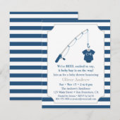 Navy Blue en Grey Gevist Thaise Baby shower Kaart (Voorkant / Achterkant)