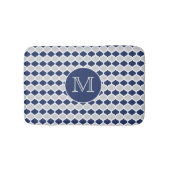 Navy Blue en Grey Quatrefoil Monogram Badmat (Voorkant)