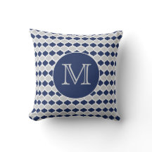 Navy Blue en Grey Quatrefoil Monogram