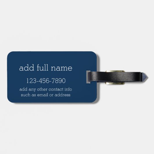 Navy Blue en Grey Rugby Stripes met aangepaste naa Bagagelabel (Achterkant horizontaal)