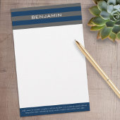 Navy Blue en Grey Rugby Stripes met aangepaste naa Briefpapier