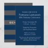 Navy Blue en Grey Rugby Stripes met aangepaste naa Kaart (Voorkant / Achterkant)