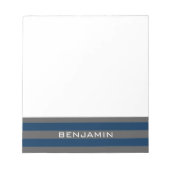 Navy Blue en Grey Rugby Stripes met aangepaste naa Notitieblok (Voorkant)