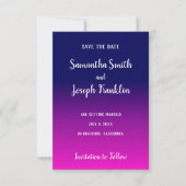 Navy Blue en Hot Pink Ombre Save the Date Kaart (Voorkant)