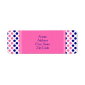 Navy Blue en Hot Pink Polka Dot Pattern Etiket (Voorkant)