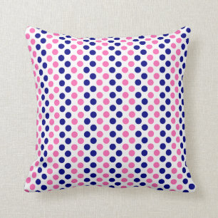 Navy Blue en Hot Pink Polka Dot Pattern Kussen