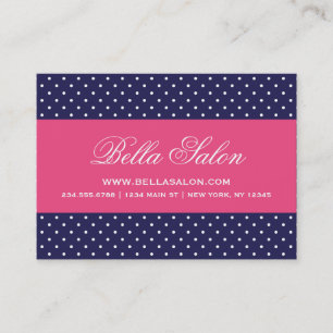 Navy Blue en Hot Pink Schattigee moderne Polka Dot Visitekaartje