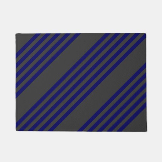 Navy blue en houtskool met vijf strepen deurmat (Voorkant)