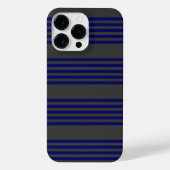 Navy blue en houtskool met vijf strepen iPhone hoesje (Achterkant)