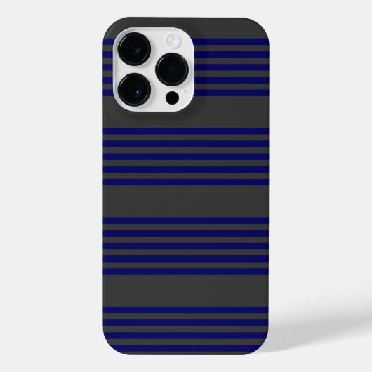 Navy blue en houtskool met vijf strepen iPhone hoesje (Achterkant)