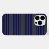 Navy blue en houtskool met vijf strepen iPhone hoesje (Achterkant horizontaal)