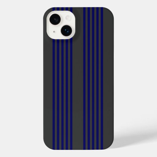Navy blue en houtskool met vijf strepen iPhone hoesje (Achterkant)