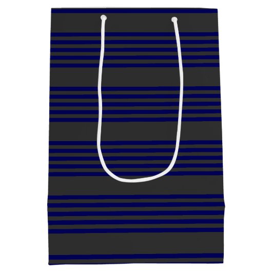 Navy blue en houtskool met vijf strepen medium cadeauzakje (Achterkant)