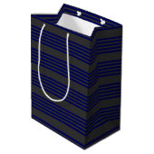 Navy blue en houtskool met vijf strepen medium cadeauzakje (Achterkant Gekanteld)