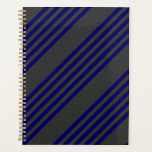 Navy blue en houtskool met vijf strepen planner (Voorkant)