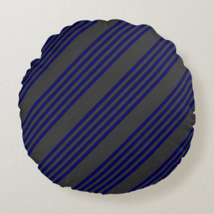 Navy blue en houtskool met vijf strepen rond kussen