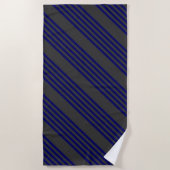 Navy blue en houtskool met vijf strepen strandlaken (Voorkant)