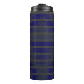 Navy blue en houtskool met vijf strepen thermosbeker (Voorkant)