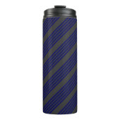 Navy blue en houtskool met vijf strepen thermosbeker (Voorkant)
