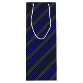 Navy blue en houtskool met vijf strepen wijn cadeautas (Achterkant)