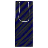 Navy blue en houtskool met vijf strepen wijn cadeautas (Voorkant)