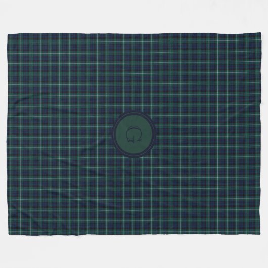 Navy Blue en Hunter Green Tartan Pset Fleece Deken (Voorkant (Horizontaal))